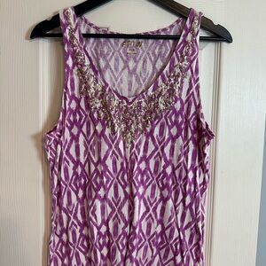 Apt. 9 Purple and White Patterned Tank Top